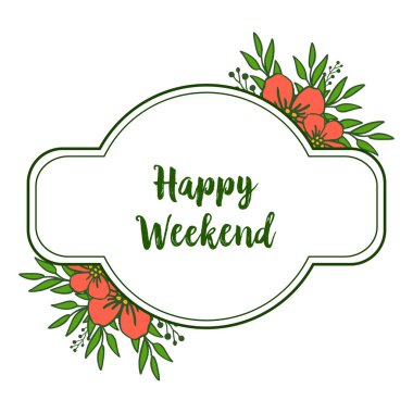 Basit turuncu çelenk çerçeve, beyaz arka plan üzerinde izole, tebrik kartı mutlu hafta sonu için. Vektör