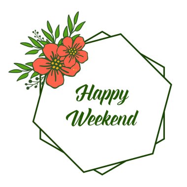 Basit turuncu çelenk çerçeve, beyaz arka plan üzerinde izole, tebrik kartı mutlu hafta sonu için. Vektör