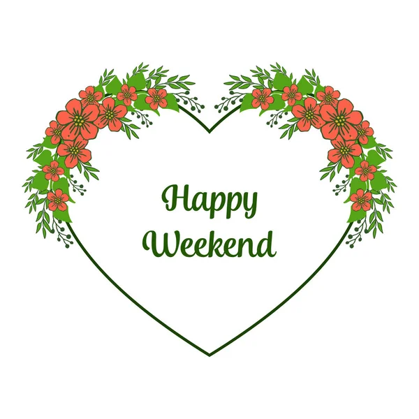 Various shape card of happy weekend, with motif orange wreath frame. Vector — Stock Vector