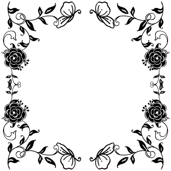 Silhouette des schwarzen weißen Blumenrahmens, Ornamenttapete der Karte. Vektor — Stockvektor