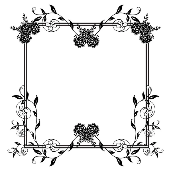 Черно-белый узор, с декоративной цветочной рамкой, для винтажных открыток, плакатов. Вектор — стоковый вектор