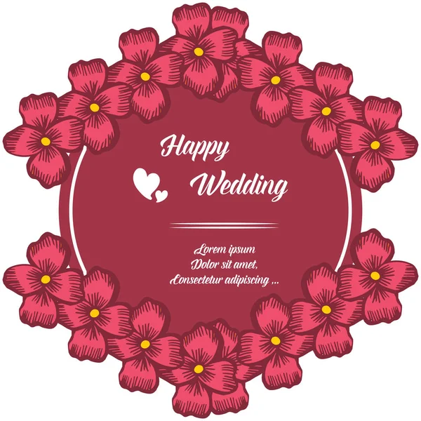 Красива вінчальна рамка, форма унікальної рамки, шпалери з листівками щасливого весілля. Векторні — стоковий вектор