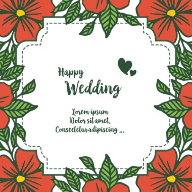 Çiçek çiçek çerçeve, kart mutlu düğün duvar kağıdı için. Vektör