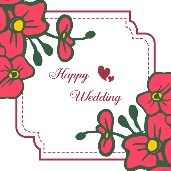 Különböző formájú gyönyörű keret, betűkkel a boldog esküvő, design-kártya. Vektor — Stock Vector