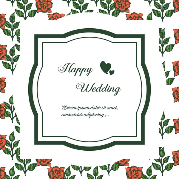Schöner Kranzrahmen, Vintage-Stil, glückliche Hochzeitskarte. Vektor — Stockvektor