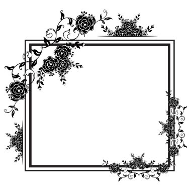 Davet kartı süslü, sevimli desen çiçek çerçeve. Vektör