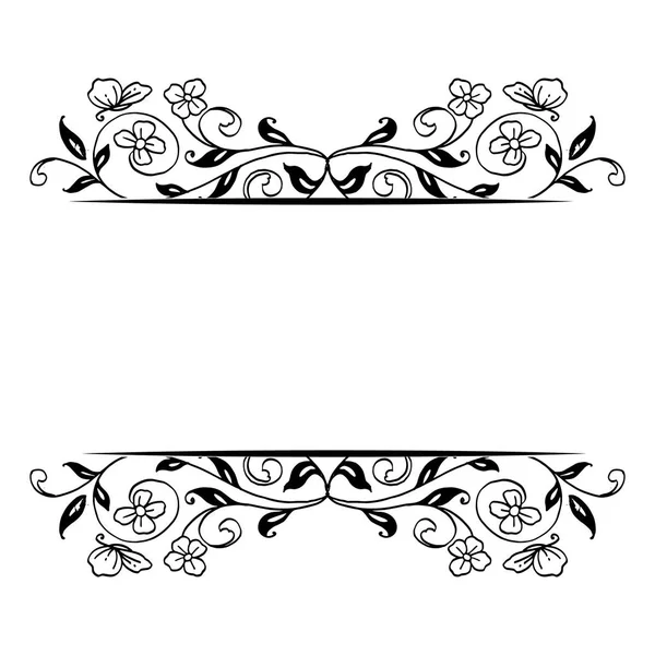 Design element floral frame, set cute flowers, border frame, for greeting card. Vector — Stock Vector