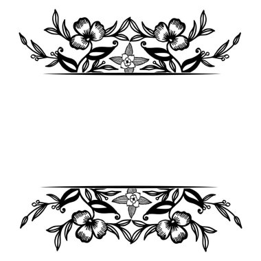 Süslü çerçeve zarif, siyah beyaz çiçek, çeşitli kartların tasarımı. Vektör
