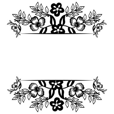 Çiçek çerçeve tarzı benzersiz şekli, renk siyah beyaz, kart tasarımı için. Vektör