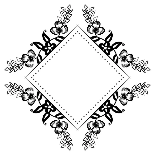 Form av blomma ram stil unik, svart vit av färg, för design av kort. Vektor — Stock vektor
