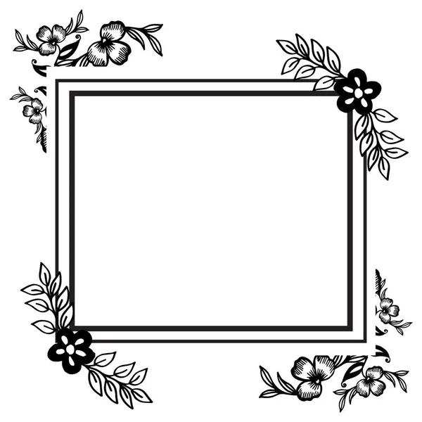 Adorno de marco de flores, patrón vintage de tarjeta de felicitación y lugar de texto. Vector — Archivo Imágenes Vectoriales