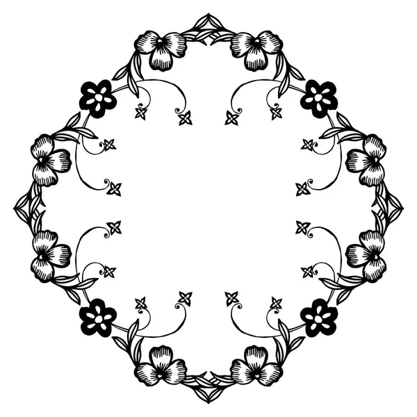 Schwarze weiße Blumen, verschiedene Formen des Vintage-Rahmens, Kartentapeten. Vektor — Stockvektor