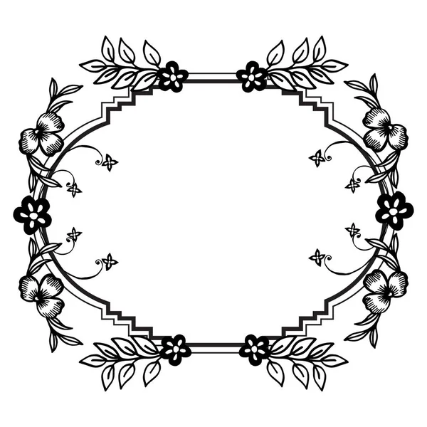 Flores blancas negras, varias formas de marco vintage, fondo de pantalla de tarjetas. Vector — Archivo Imágenes Vectoriales