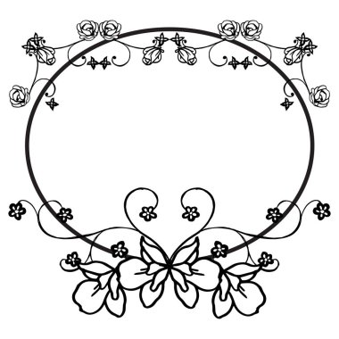Kart güzelliği için, renk siyah beyaz, çiçek çerçeve motif tasarım kroki. Vektör