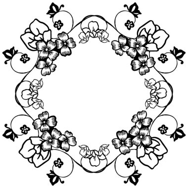 Kart güzelliği için, renk siyah beyaz, çiçek çerçeve motif tasarım kroki. Vektör