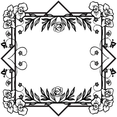 Benzersiz çiçek süslü için, beyaz arka plan üzerinde dekore edilmiş çerçeve. Vektör