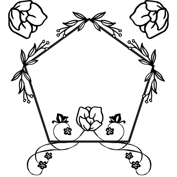 Svart silhuett isolerad på vit bakgrund, med grafisk konst av blomma ram blomma. Vektor — Stock vektor