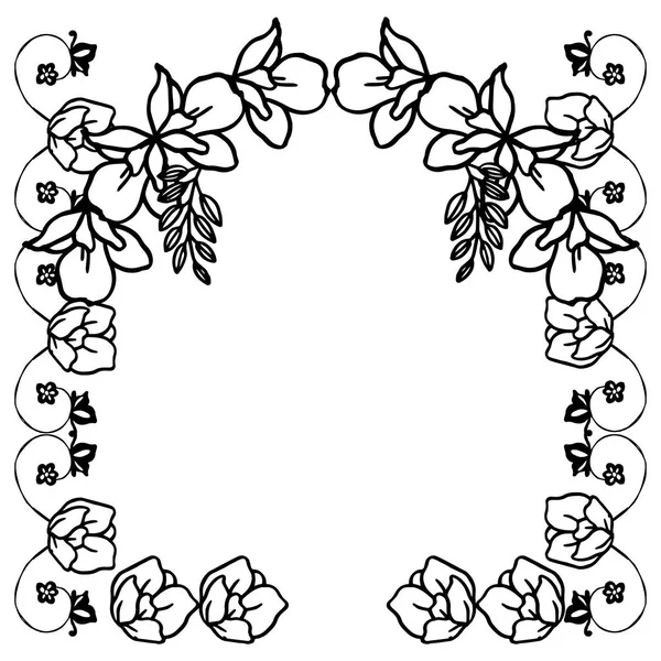 Gestaltung von Einladungskarten, Grußkarten, verschiedenen Karten, mit Blumenrahmen, in schwarz-weißen Farben. Vektor — Stockvektor