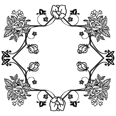 Modern siyah ve beyaz çiçek çerçevesi, metin için yer, çeşitli kart şablonu. Vektör