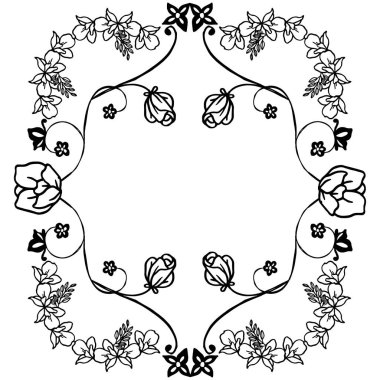 Modern siyah ve beyaz çiçek çerçevesi, metin için yer, çeşitli kart şablonu. Vektör