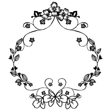 Tebrik kartı veya davet kartı için siyah beyaz renklerde çiçek çerçevesi tasarlayın. Vektör