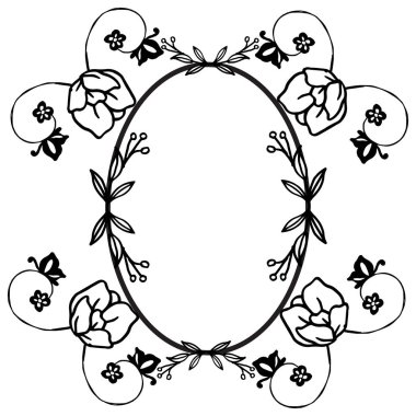 Tebrik kartı veya davet kartı için siyah beyaz renklerde çiçek çerçevesi tasarlayın. Vektör