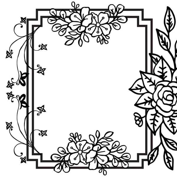 Carte d'invitation et design de carte de vœux, avec dessin cadre de fleur de feuille belle. Vecteur — Image vectorielle