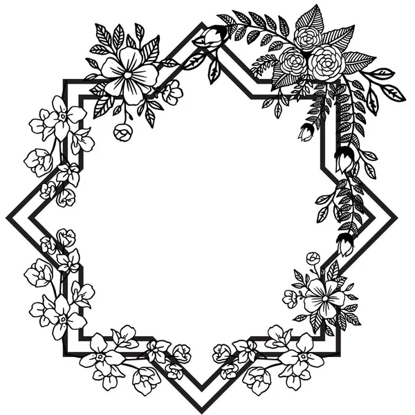 Marco moderno de flores en blanco y negro, lugar para su texto, plantilla de varias tarjetas. Vector — Vector de stock