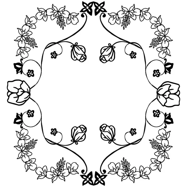 현대 흑백 꽃 프레임, 텍스트, 다양한 카드의 템플릿을위한 장소. 벡터 — 스톡 벡터