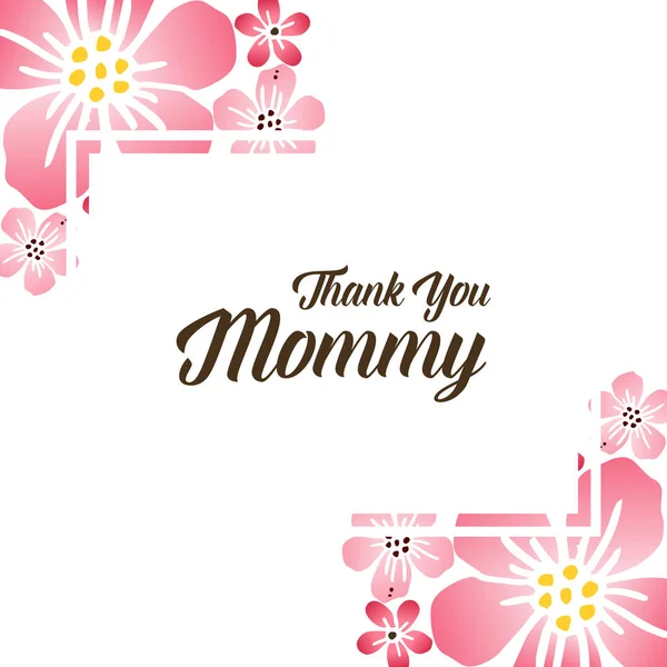 Bokstäver tack mamma på rosa blommig ram bakgrund. Vektor — Stock vektor
