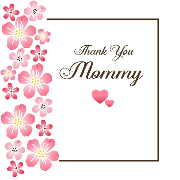 Belettering dank u mama op roze bloemen frame achtergrond. Vector — Stockvector