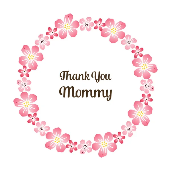 Orné de carte merci maman, avec des cadres de fleurs rose vif fleurit. Vecteur — Image vectorielle