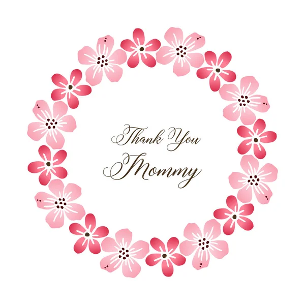 Utsmyckade av kort Tack Mamma, med ljust rosa blomma ramar blommar. Vektor — Stock vektor