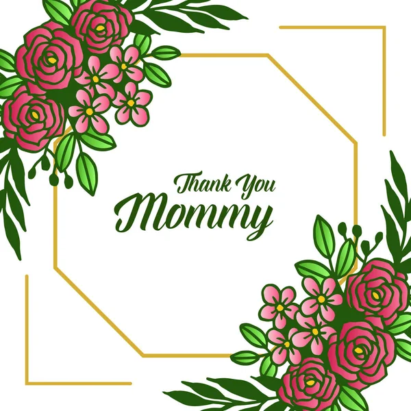 Design belle carte, merci maman, avec dessin de cadre de couronne de rose. Vecteur — Image vectorielle