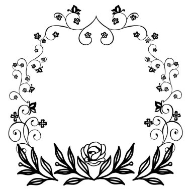 Beyaz arka plan üzerinde siyah çizgi sanat, çiçek çerçeve zarif çizim, çeşitli kart dokusu için. Vektör