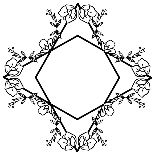 Cadre vintage avec fleur de feuille, sur fond blanc, pour un style de carte. Vecteur — Image vectorielle