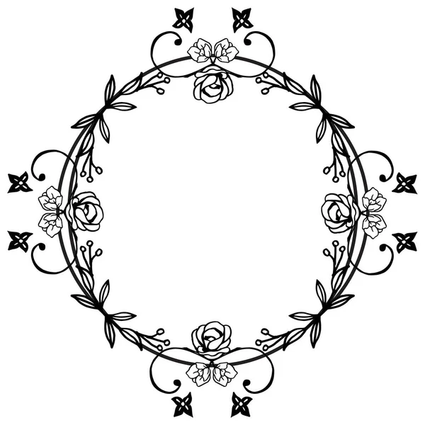 Black line art on white background, drawing of flower frame elegant, for texture of various card. Vector