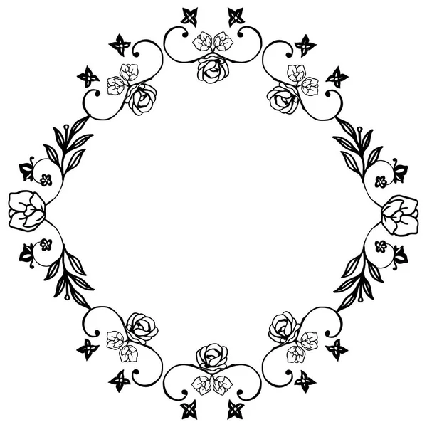 Black line art on white background, drawing of flower frame elegant, for texture of various card. Vector