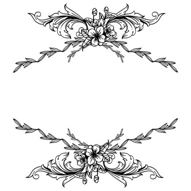 Dikişsiz desen çerçeve, güzel yaprakları ve çiçek. Vektör