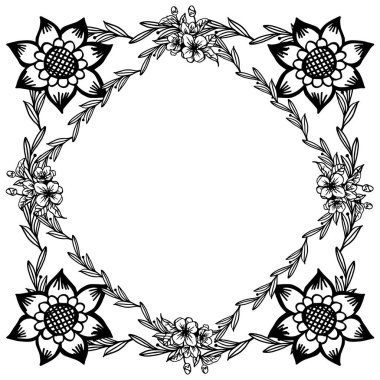 Çeşitli çiçek çerçeve çiçek, beyaz arka plan üzerinde izole. Vektör