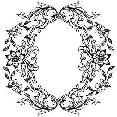 Dekorasyon çiçek çerçeve, modern afiş veya afiş için, kart çeşitli. Vektör