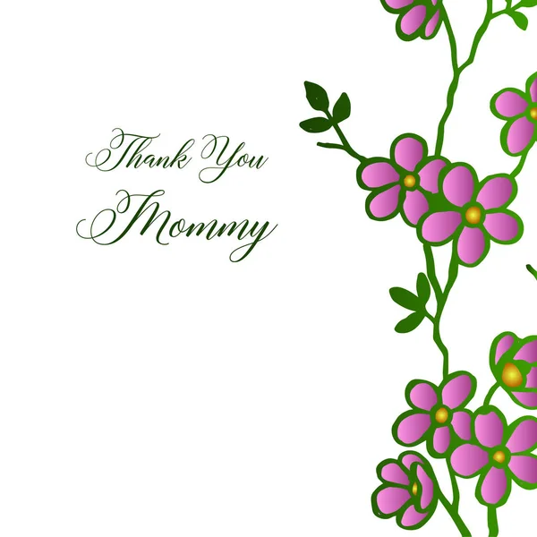 Ontwerpsjabloon dank u Mama, met functie paarse bloemen frame. Vector — Stockvector