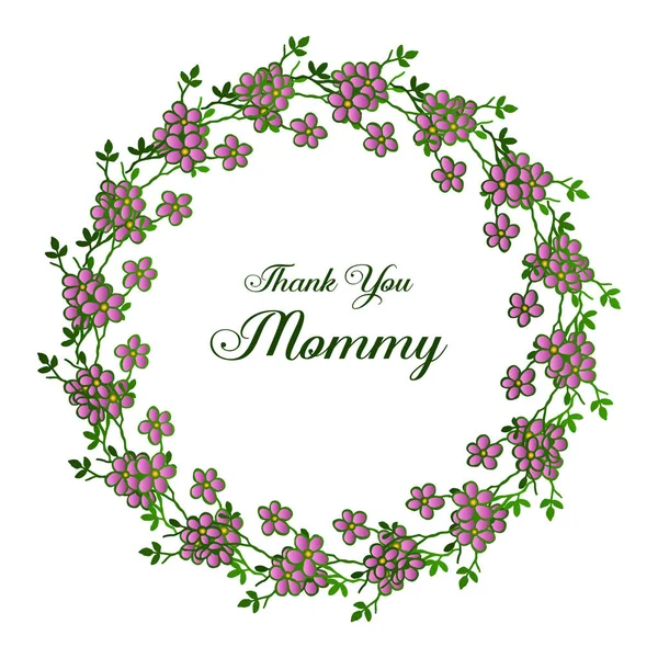 Patroon paarse bloem frame, voor uitnodigingskaart dank u mama. Vector — Stockvector