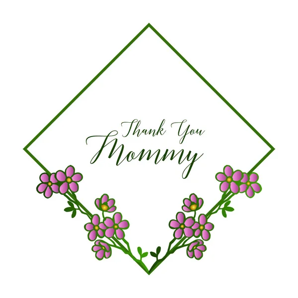 Verziert mit einzigartigen lila Blumenrahmen, für Kartendesign danke Mama. Vektor — Stockvektor