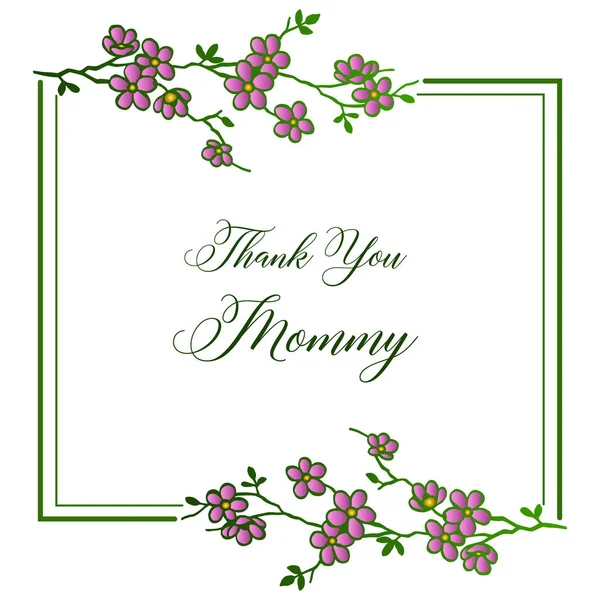 Formgivningsmall eller banderoll, text Tack Mamma, med elegant lila krans ram. Vektor — Stock vektor