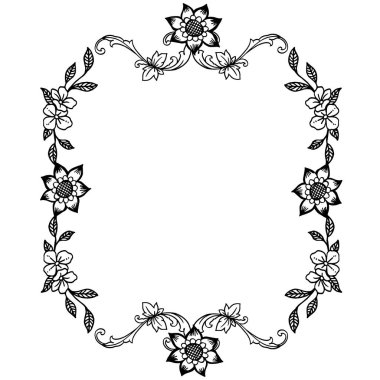 Tasarım zarif kart, doku siyah ve beyaz yaprakları çiçek çerçeve ile. Vektör