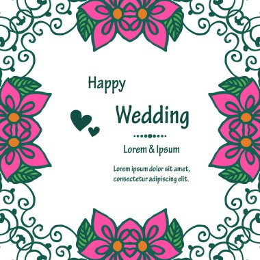 Dalları çiçek ile süslü duvar kağıdı, davet kartı mutlu düğün için. Vektör