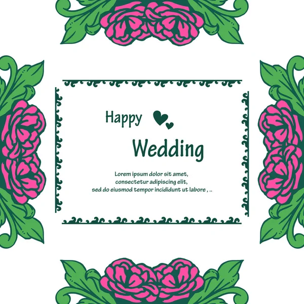 Zarif çelenk çerçeve, çeşitli kart tasarımı ile mutlu düğün çeşitli stil yazı. Vektör