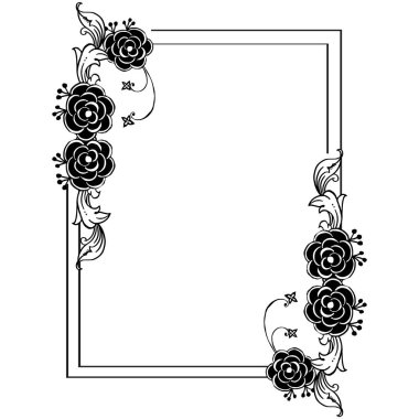Çiçek çerçevesi şablonu, kartlar için tasarım öğesi. Vektör