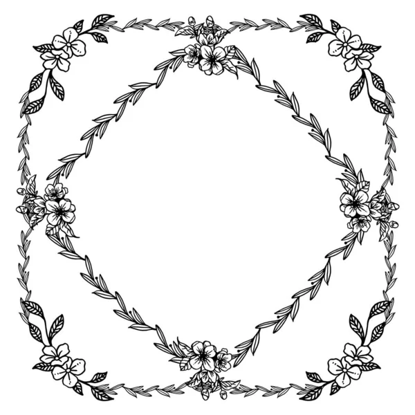 Afbeelding van blad bloem frame, in een zwart-wit kleuren, versierd met verschillende kaart. Vector — Stockvector